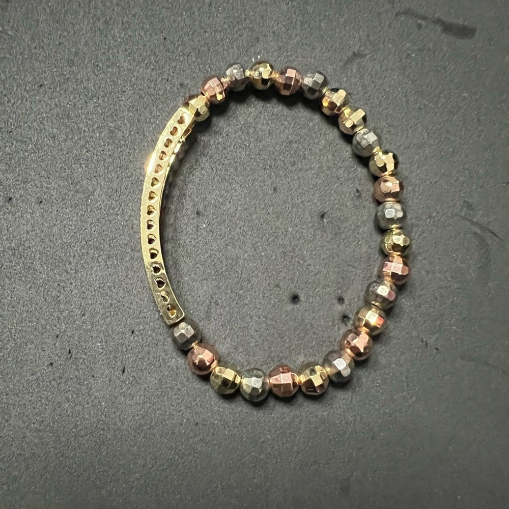 14K Gold Plated Women's Tri-Color Pearl Bracelet Brand New - Picture 5 of 6